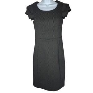 Calvin Klein Womens Sheath Dress Size 6 Black White Polka Dot Cap Sleeve